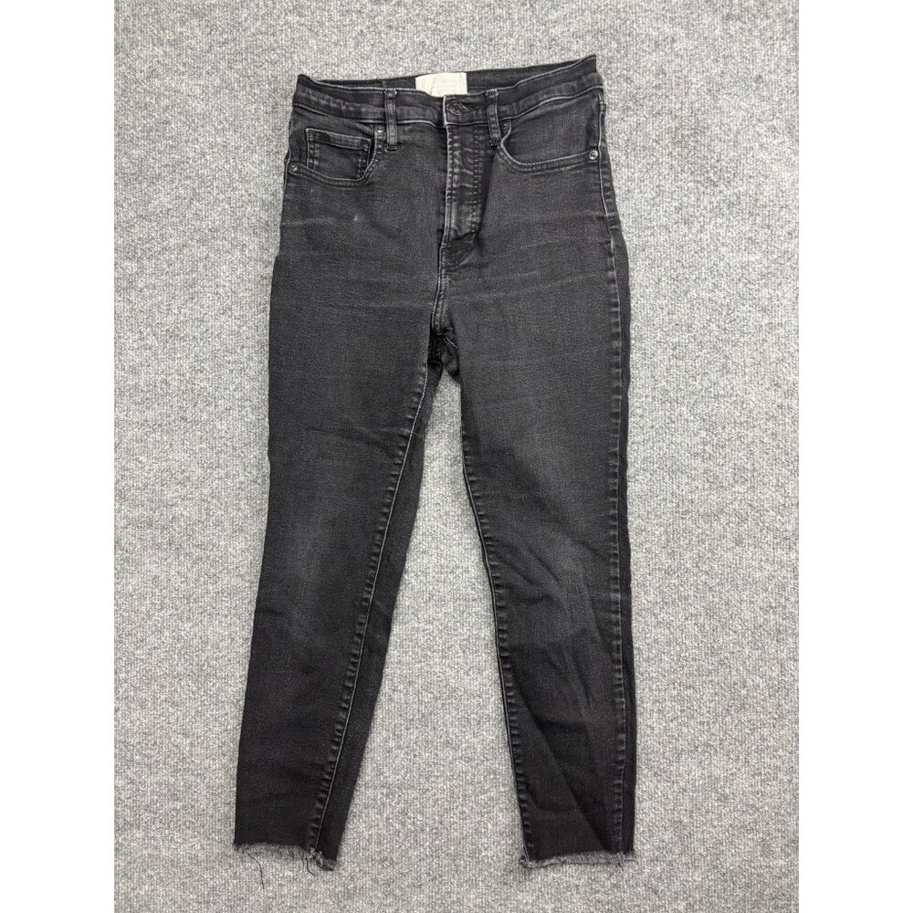 Everlane Jeans Womens 30 Gray The High Rise Skinny Jean Charcoal Raw Hem Stretch